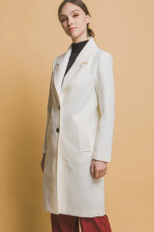 Notched Lapel Buttoned Coat