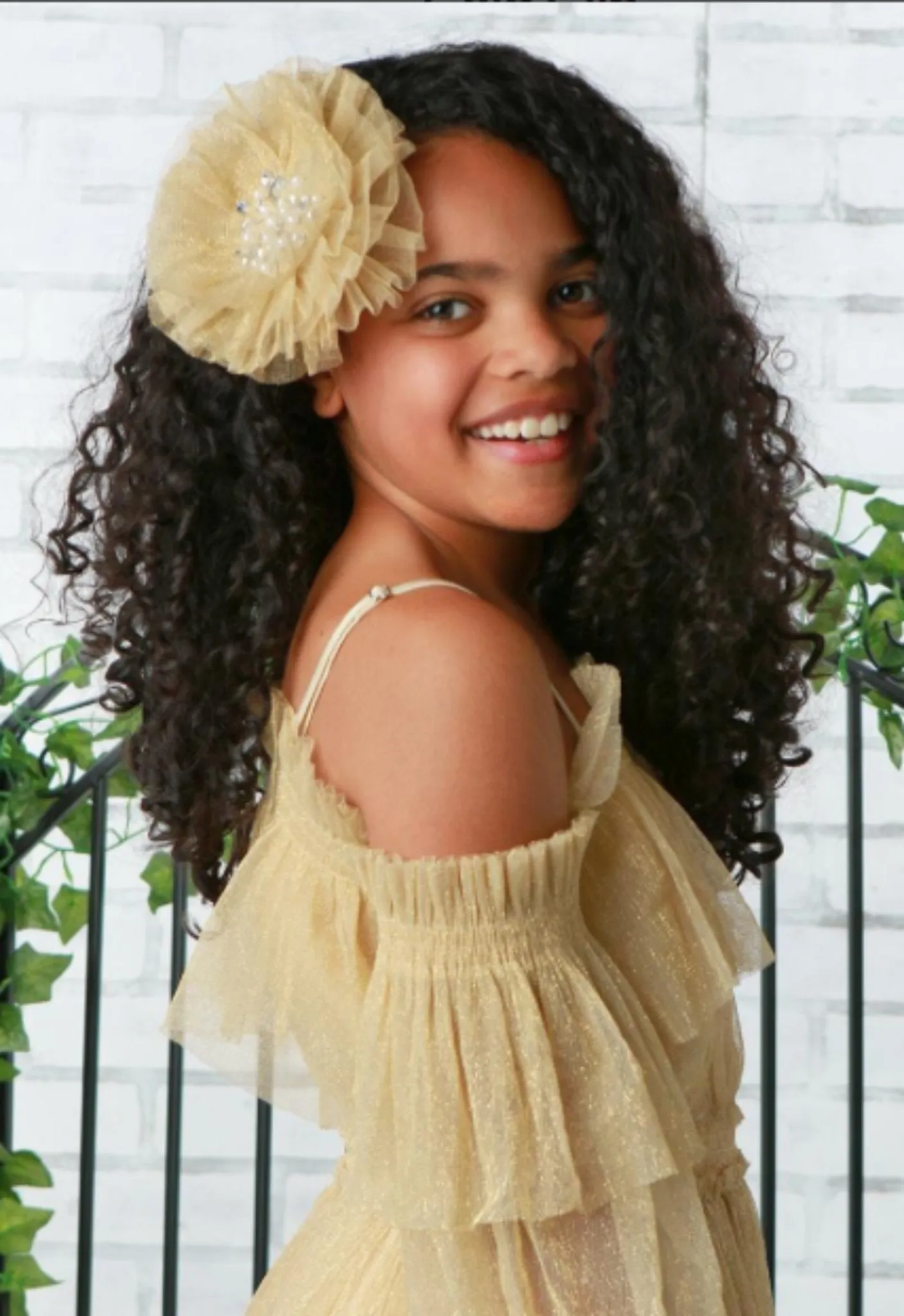 Ooh La La Couture Gold Sparkle Crystals & Pearls Flower Hair & Strap Clip
