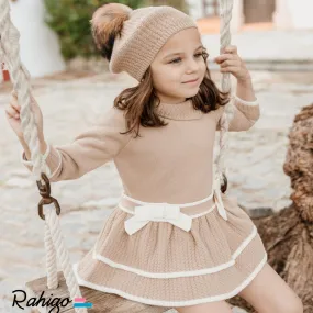 Rahigo Girls Camel & Cream Dropwaist Dress
