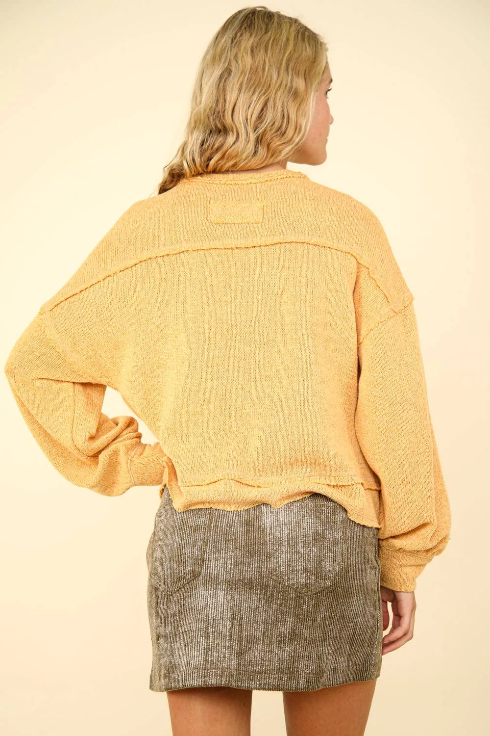 Raw Edge Detail Casual Knit Top