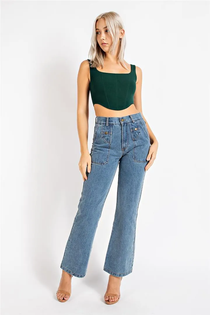 Rib Knit Corset Tank Top
