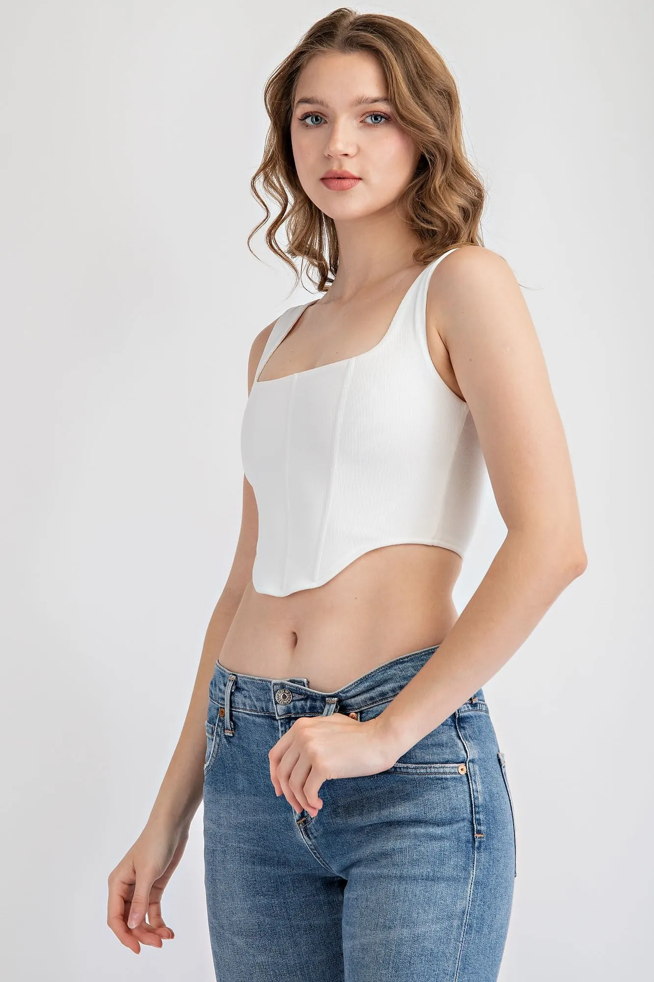 Rib Knit Corset Tank Top
