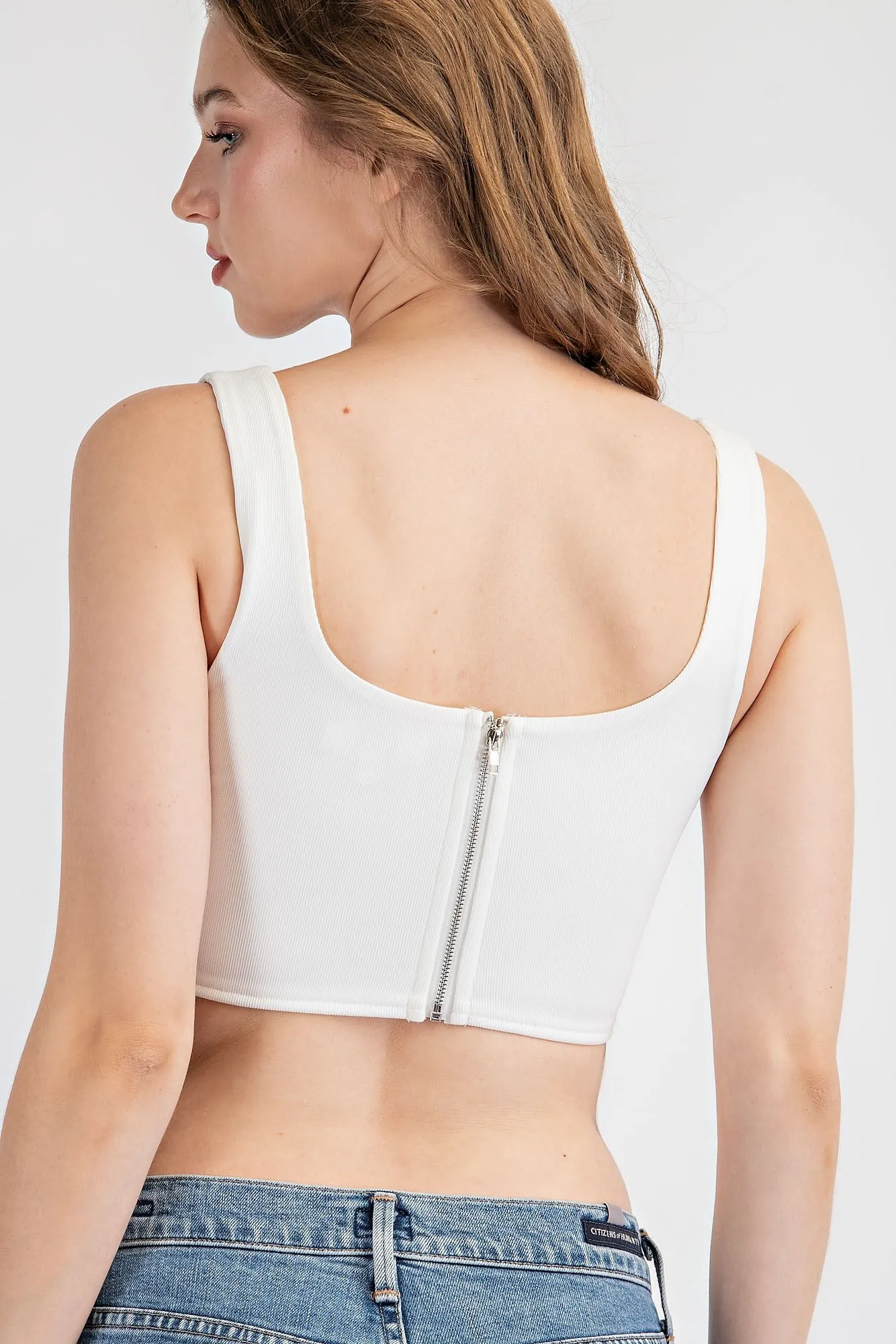 Rib Knit Corset Tank Top