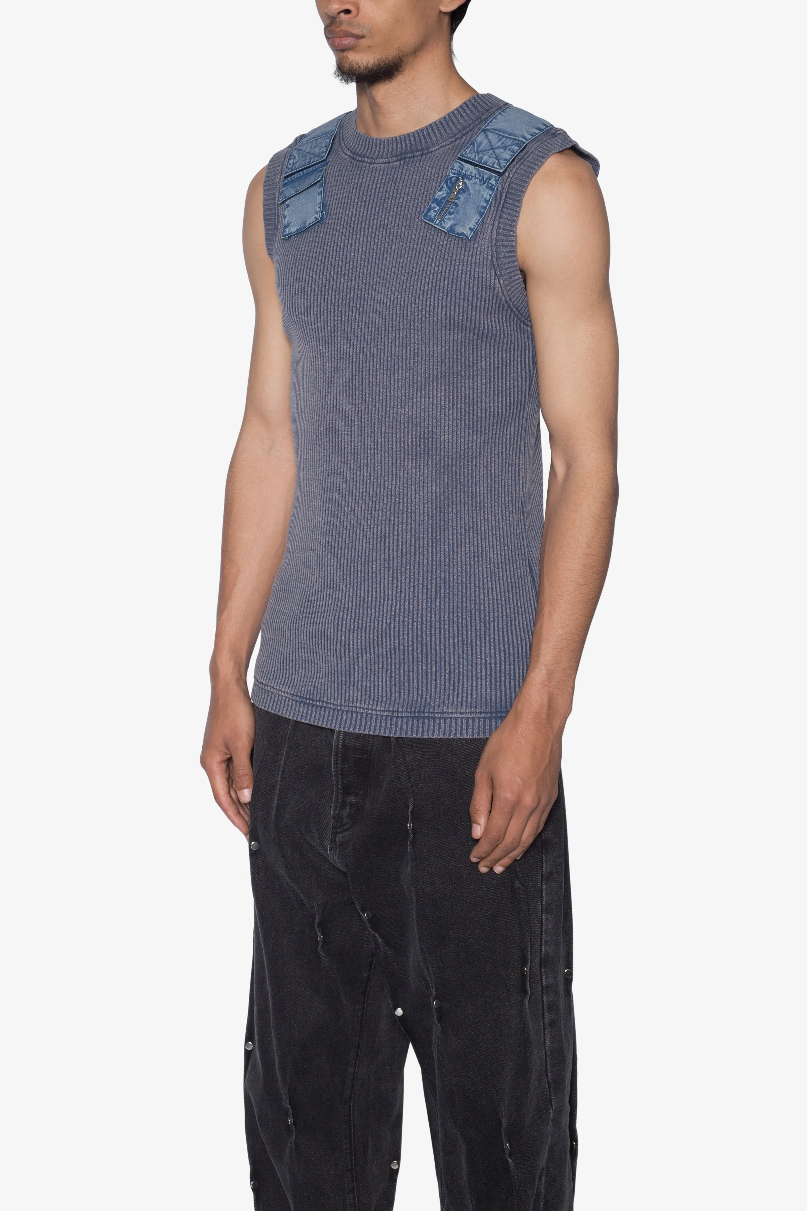 Ribbed Utility Vest - Blue