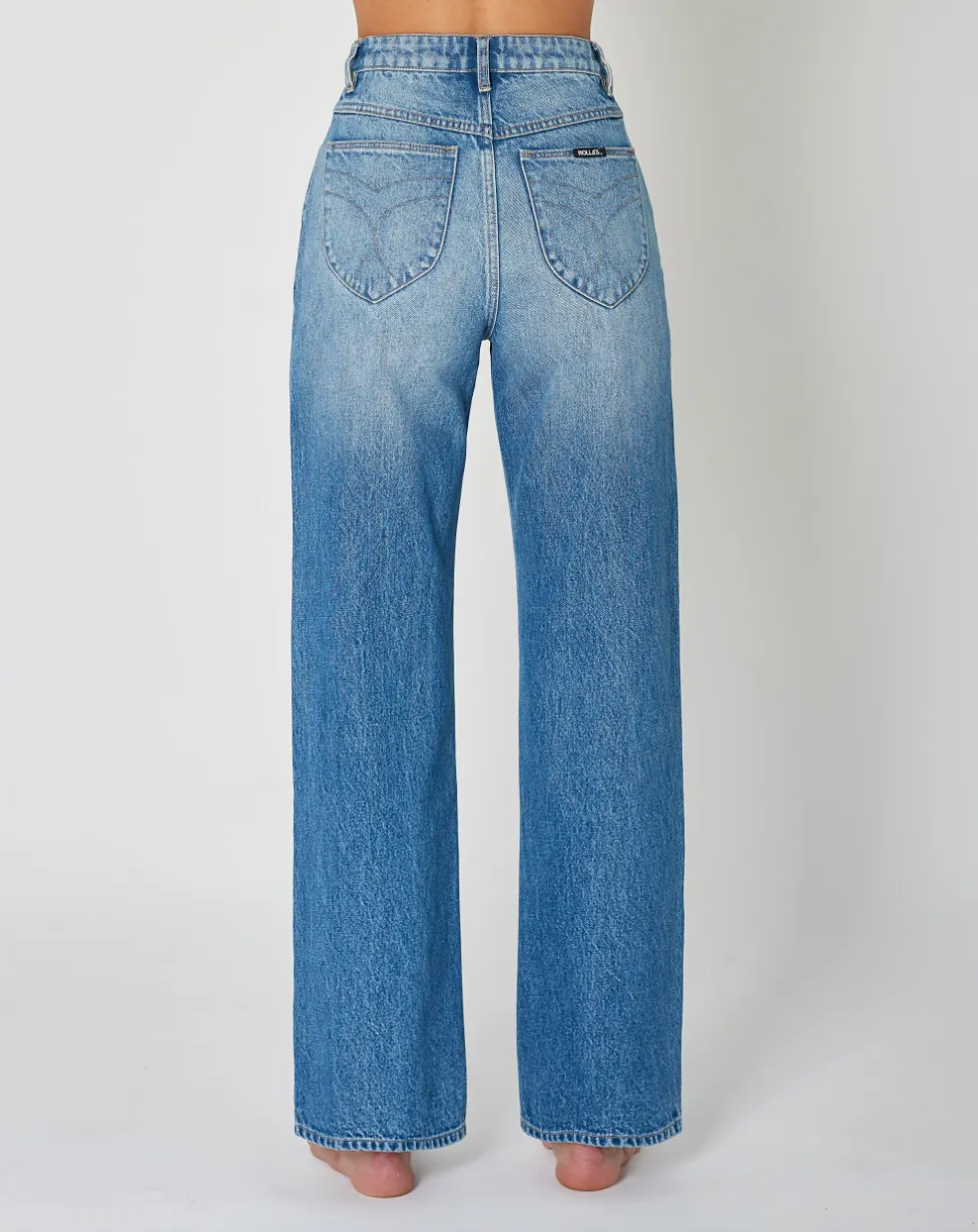 rolla's heidi straight jean - mid blue