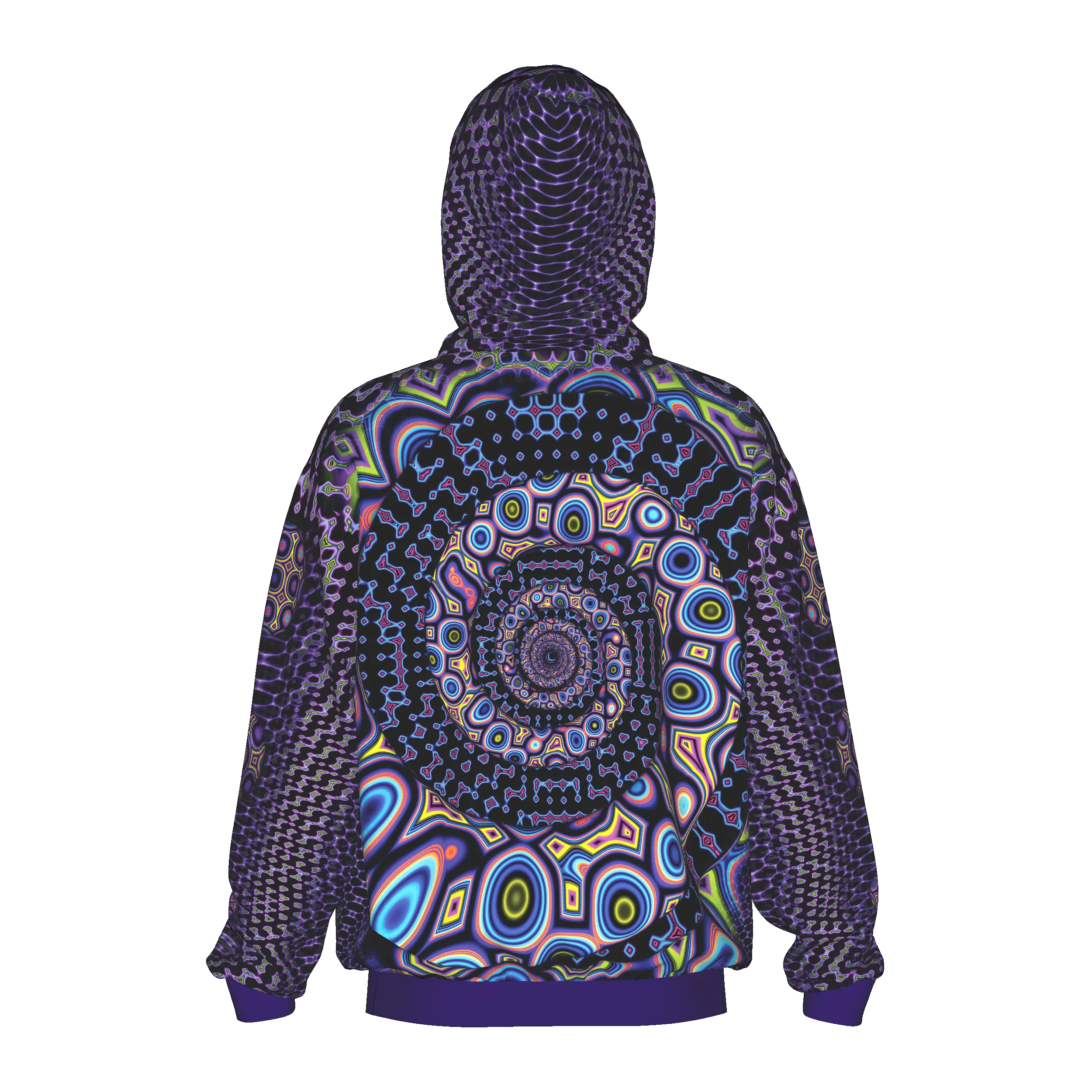 Sacred Geometry Hoodie | UV Hoodie | Fractal Hoodie | Psy Clothing | Festival Hoodie | Psychedelic Sweater | Purple Spiral 2020 - UV(HD)