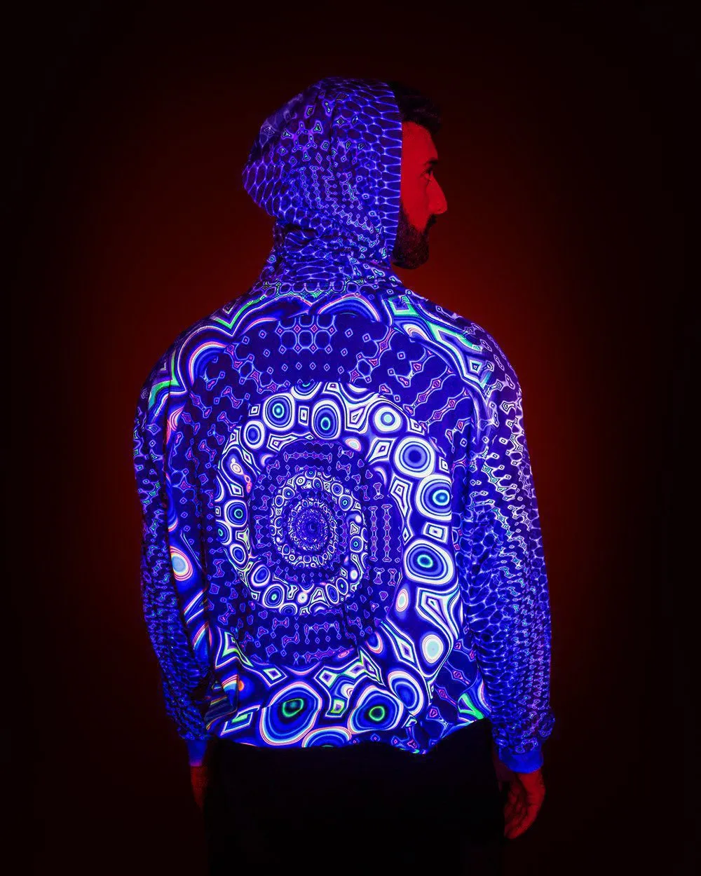 Sacred Geometry Hoodie | UV Hoodie | Fractal Hoodie | Psy Clothing | Festival Hoodie | Psychedelic Sweater | Purple Spiral 2020 - UV(HD)