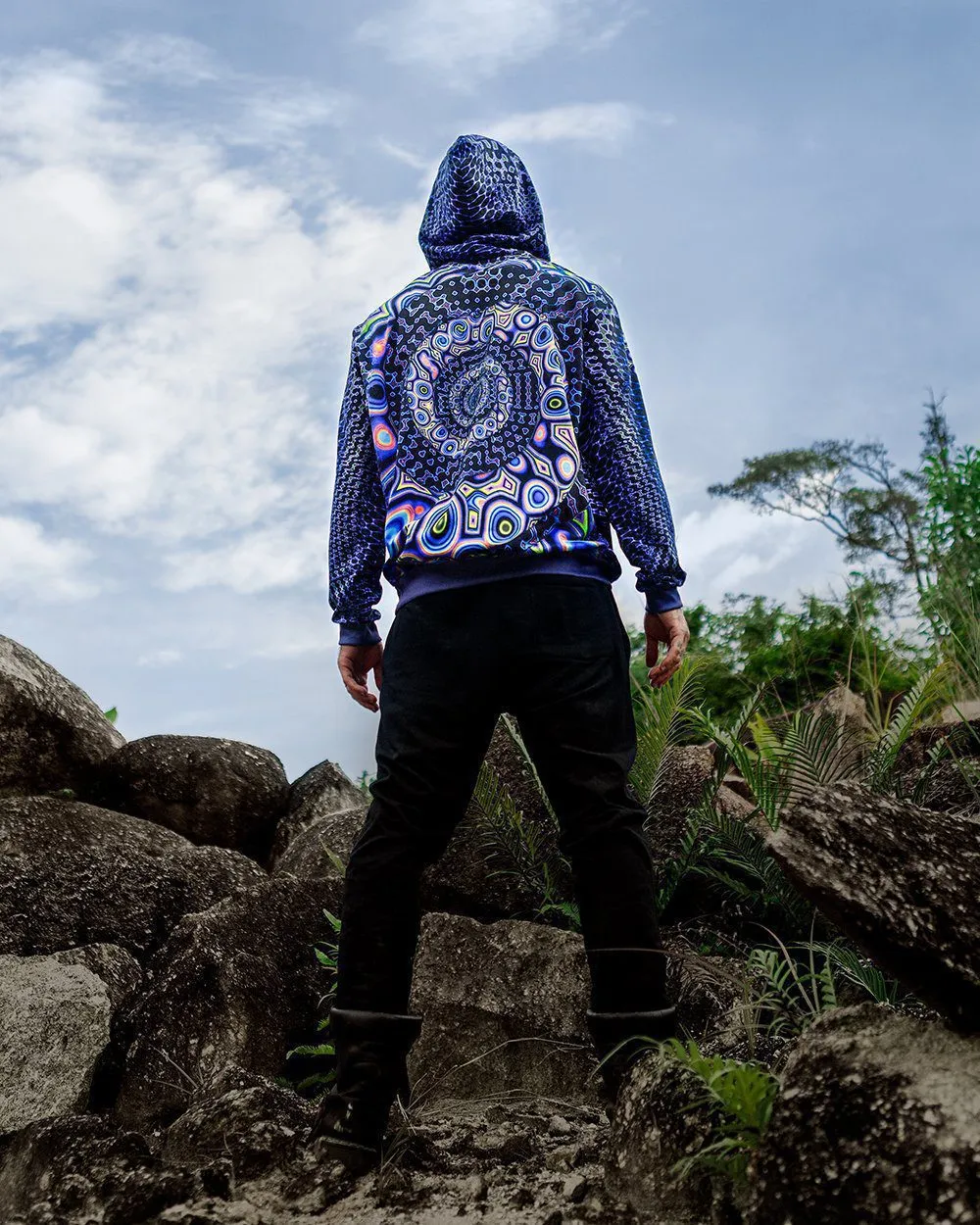 Sacred Geometry Hoodie | UV Hoodie | Fractal Hoodie | Psy Clothing | Festival Hoodie | Psychedelic Sweater | Purple Spiral 2020 - UV(HD)