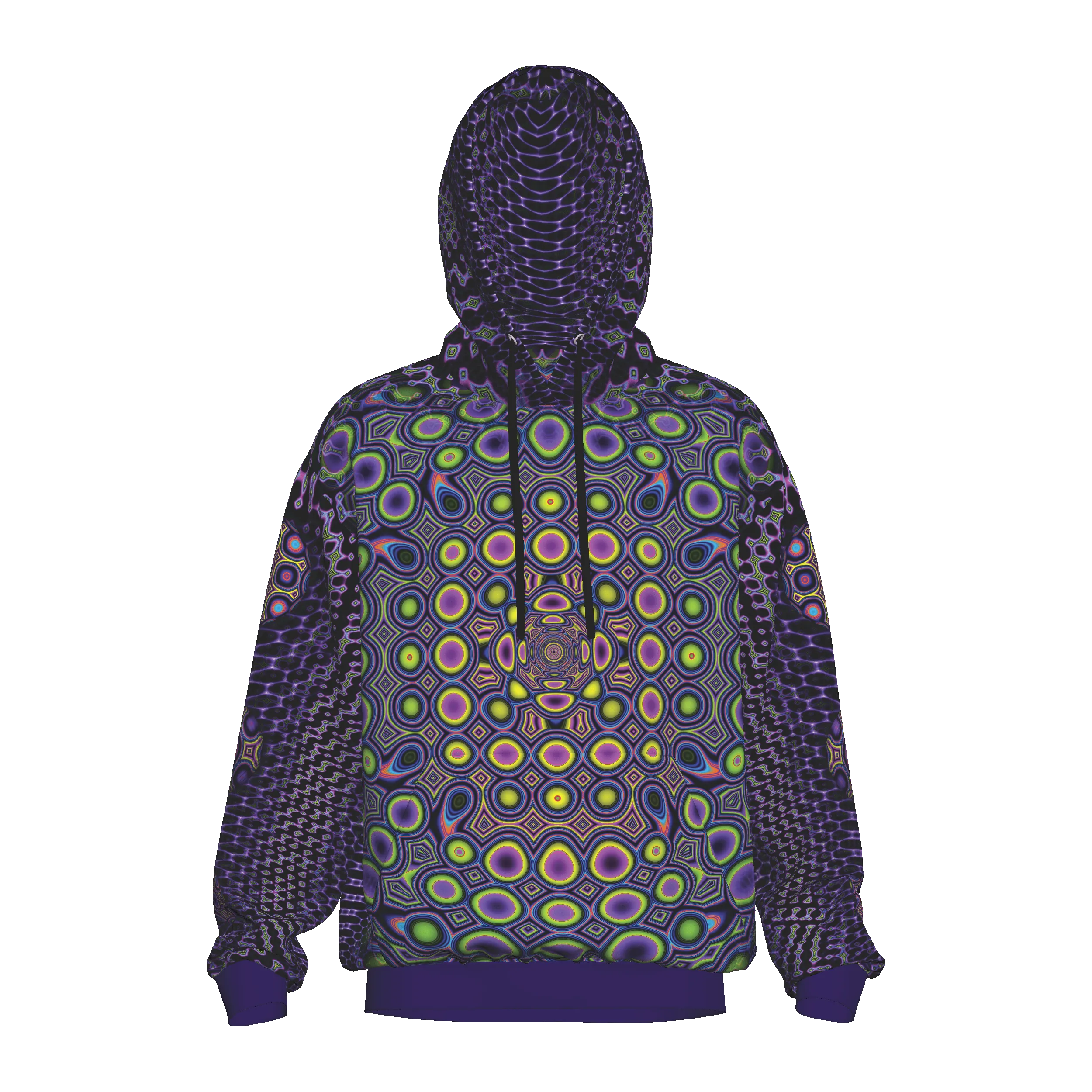 Sacred Geometry Hoodie | UV Hoodie | Fractal Hoodie | Psy Clothing | Festival Hoodie | Psychedelic Sweater | Purple Spiral 2020 - UV(HD)