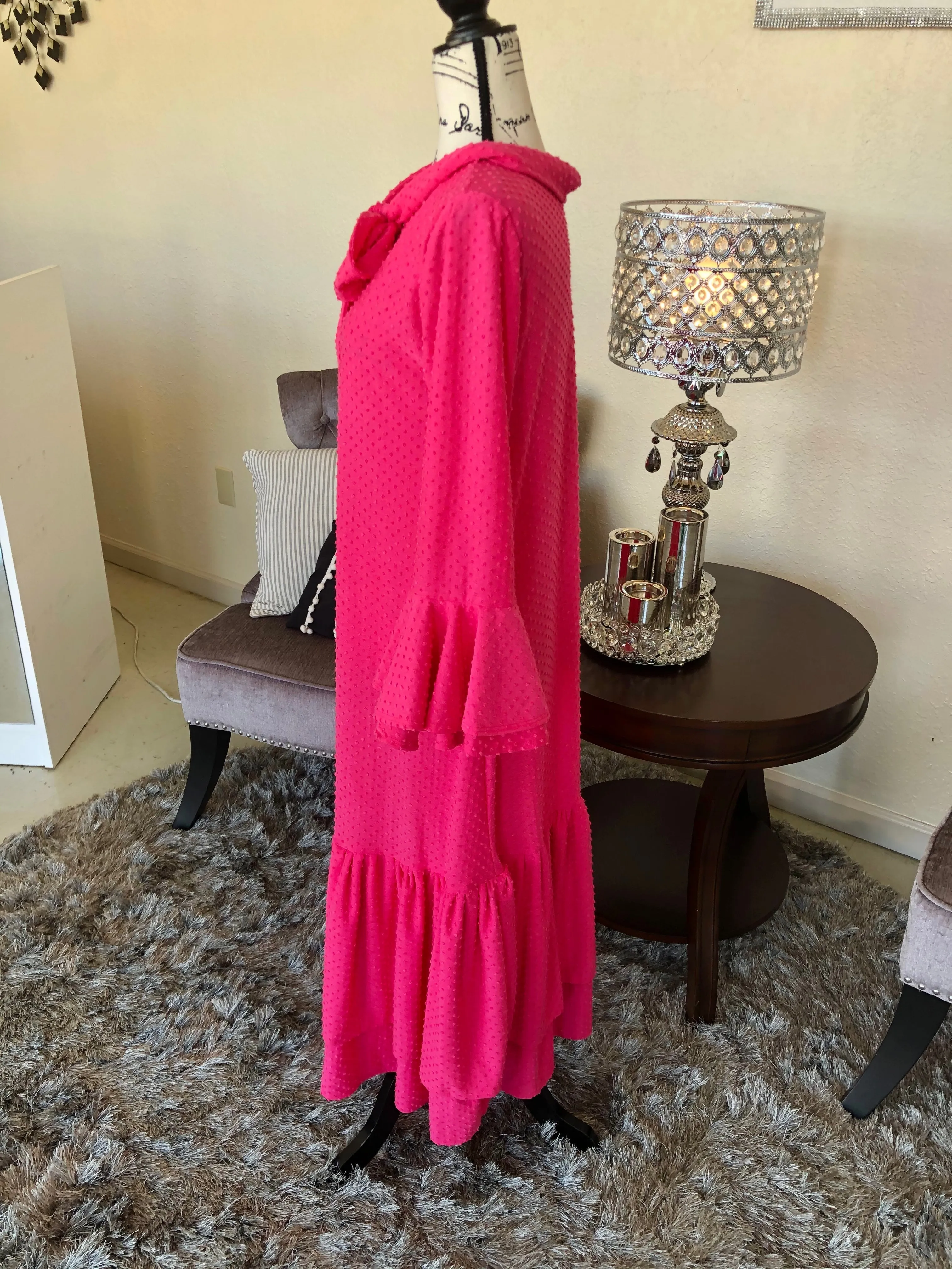 Sadie Bright Pink Dotted Swiss Dress (PL)