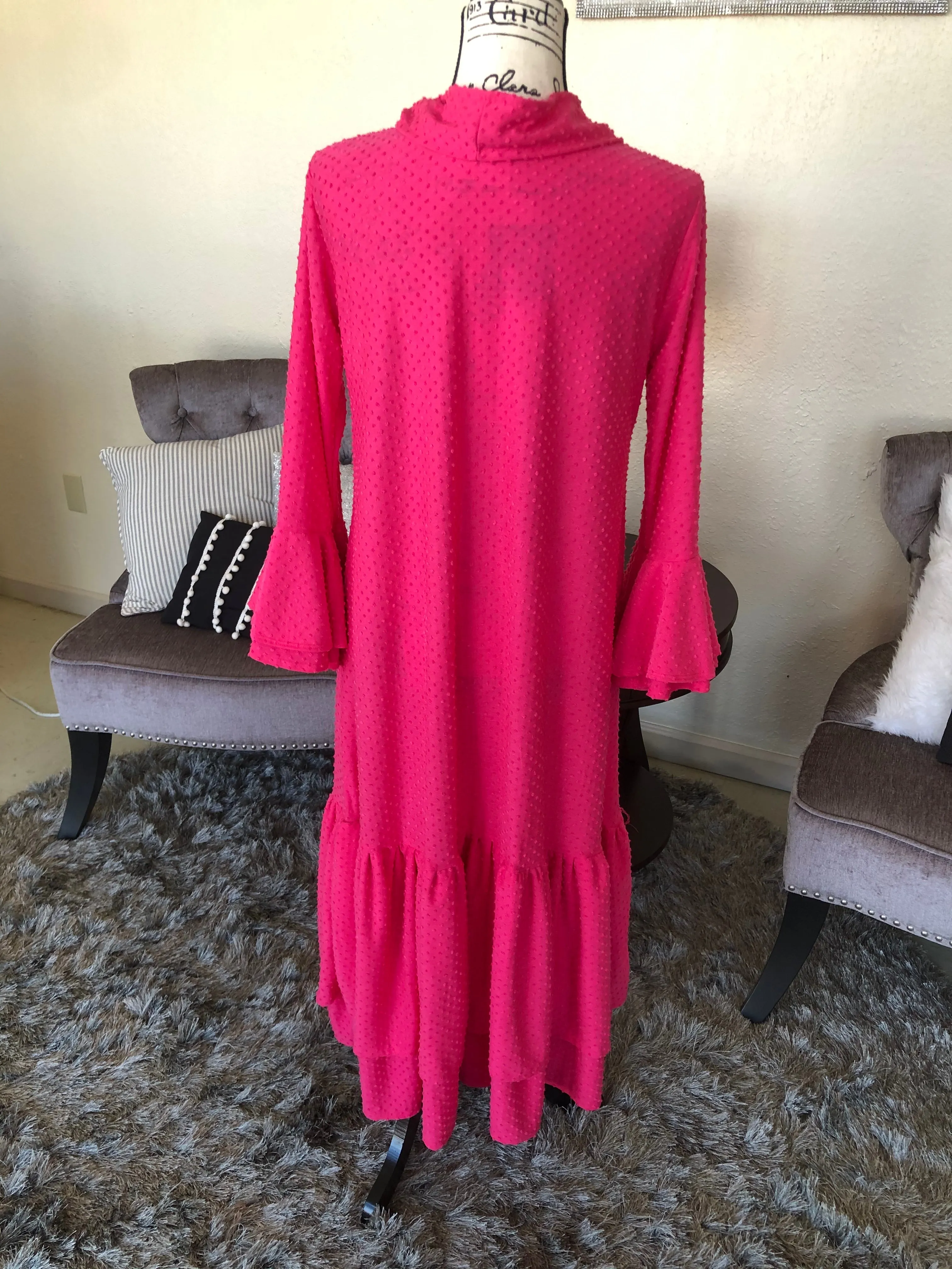 Sadie Bright Pink Dotted Swiss Dress (PL)