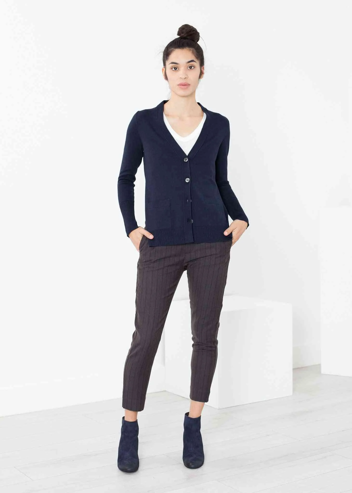 Square Cardigan in Navy