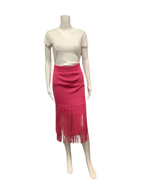 Toccin Women's Skirt Pink Knit Fringe Midi Size: S W/Tags