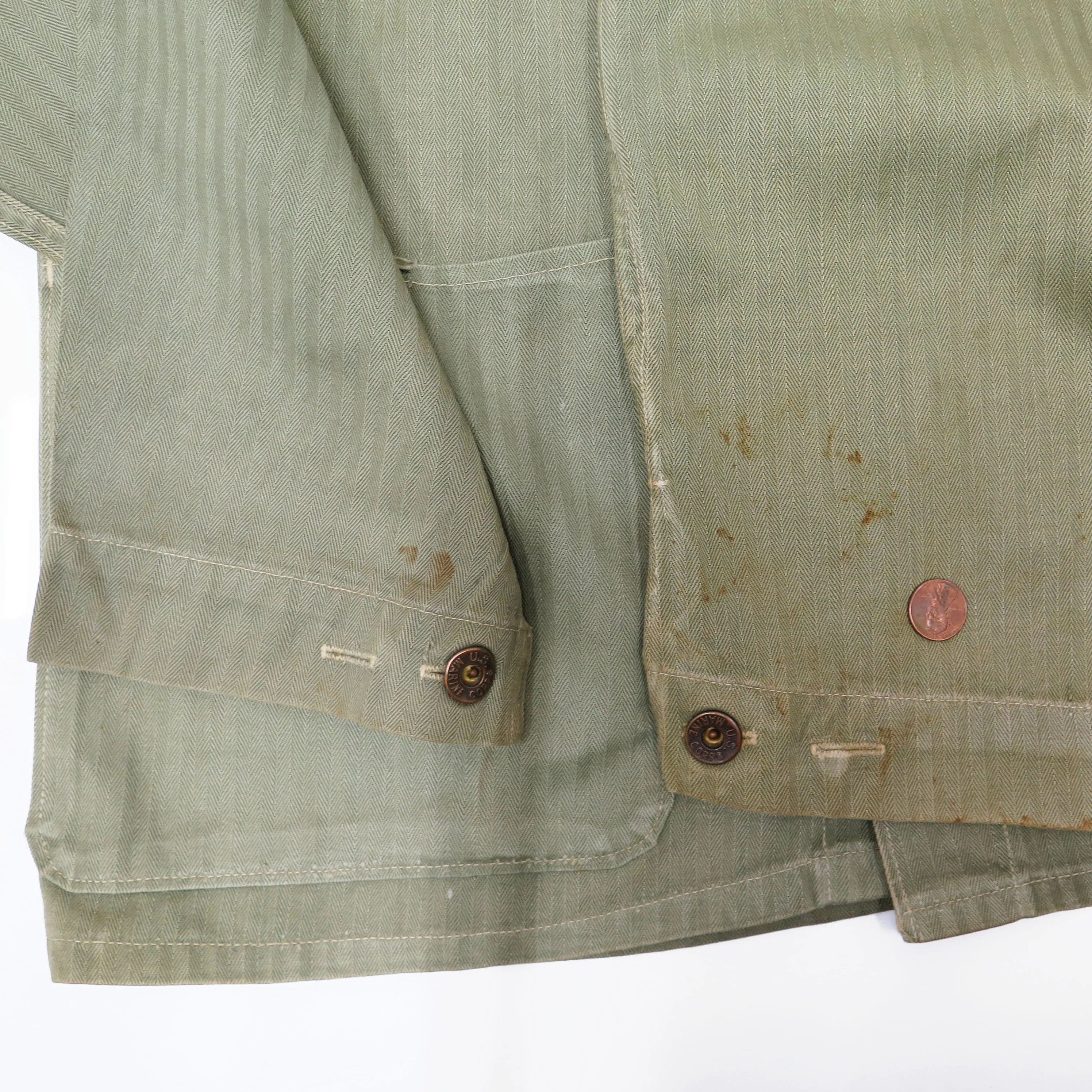 USMC US MARINE CORPS UTILITY JACKET HERRINGBONE TWILL STENCIL 1940'S WW2