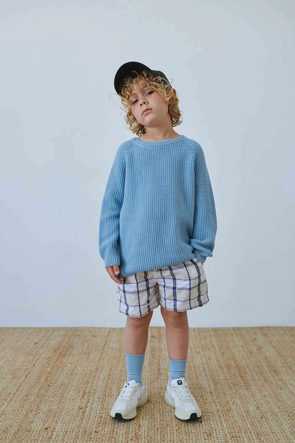 WAFFLE-KNIT RAGLAN PULLOVER