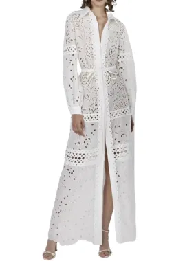 White open front lace maxi dress