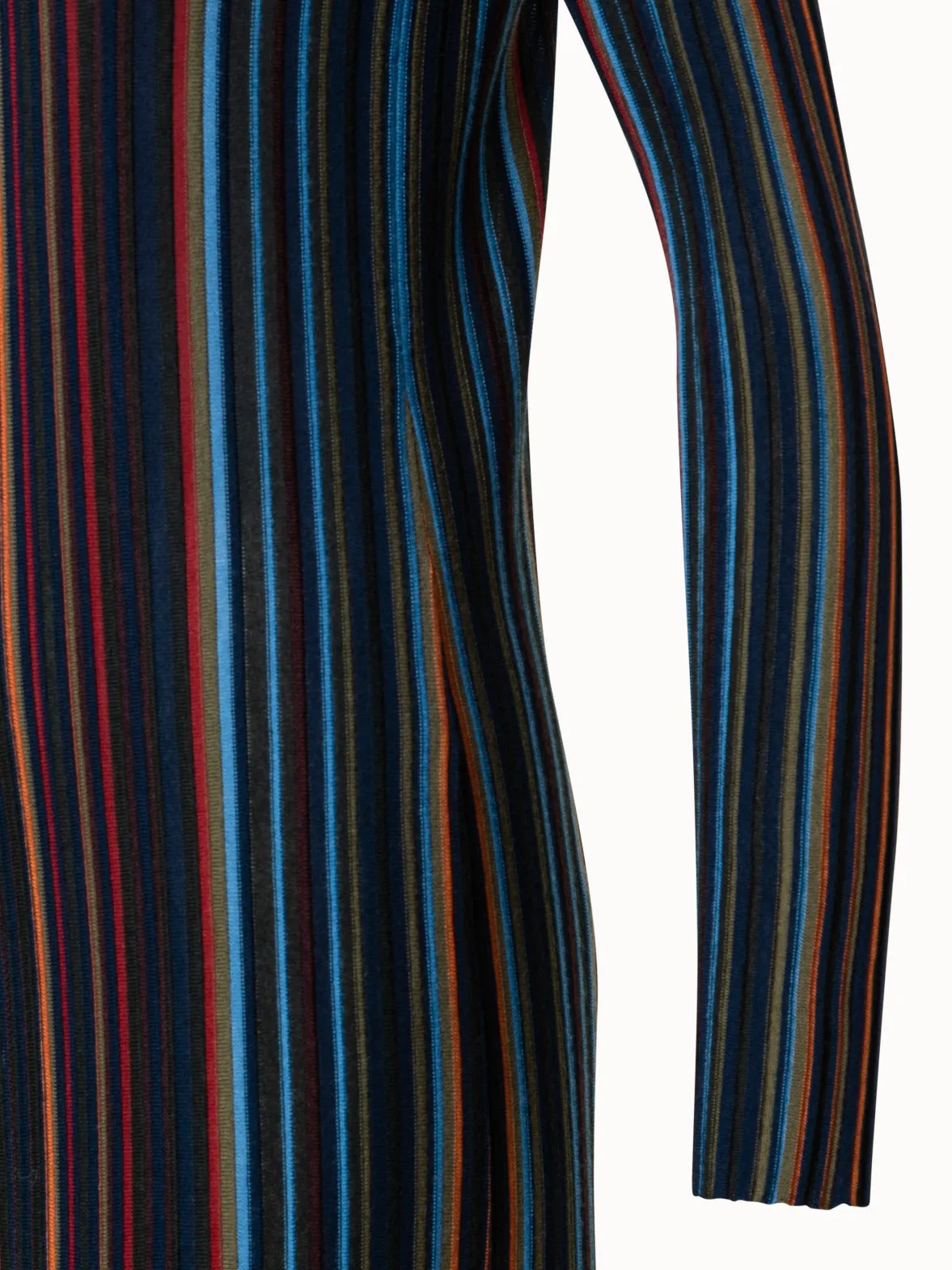 Wool Silk Knit Tube Dress with Small Irregular Stripes