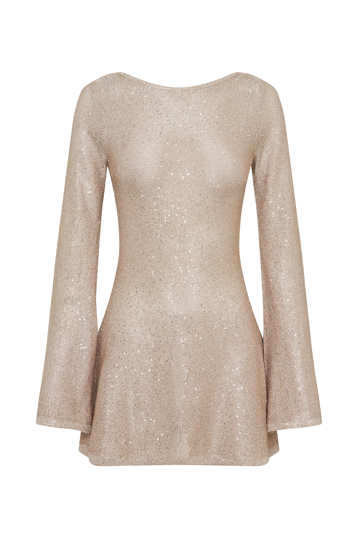 Zahra Open Back Mini Sequin Knit Dress - Taupe